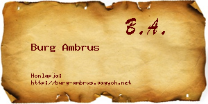 Burg Ambrus névjegykártya
